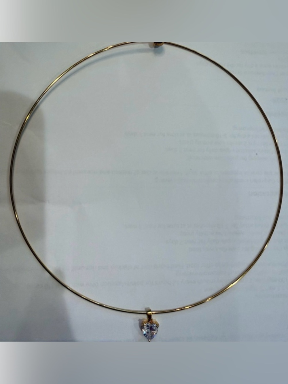 Gold Collar Necklace with heart cz pendant
